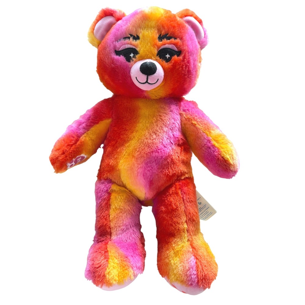 Build A Bear Jade Purple Brownie Rainbow Tie Dye Plush Bear 16" BAB